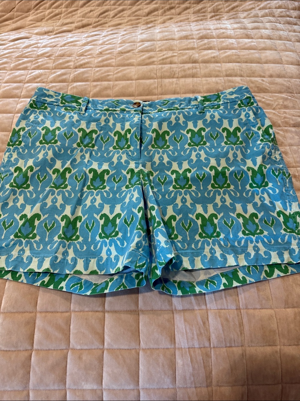 Talbots Women’s Blue & Green Patterned Cotton-Blend Shorts